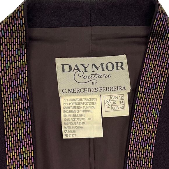 Vintage Daymor Couture Mercedes Ferreira Beaded Blazer Jacket Purple Womens 12 - Picture 3 of 7